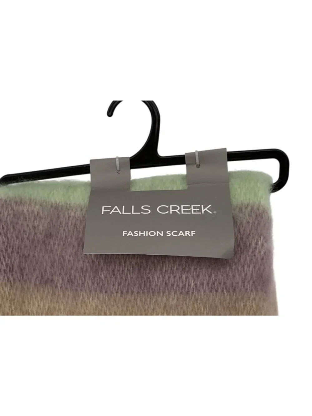 NWT Falls Creek Pom-Pom Trim Striped Fashion Scarf Beige Green 40